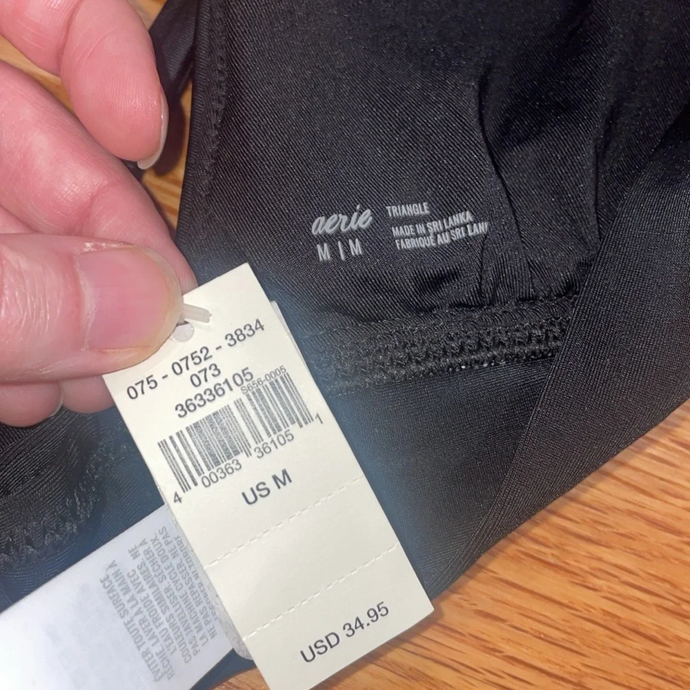 NWT aerie black triangle bikini top